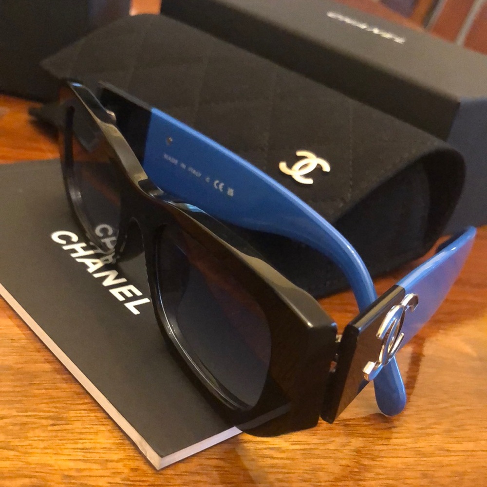 Chanel Black and Blue Sunglasses - Picture 6 of 7